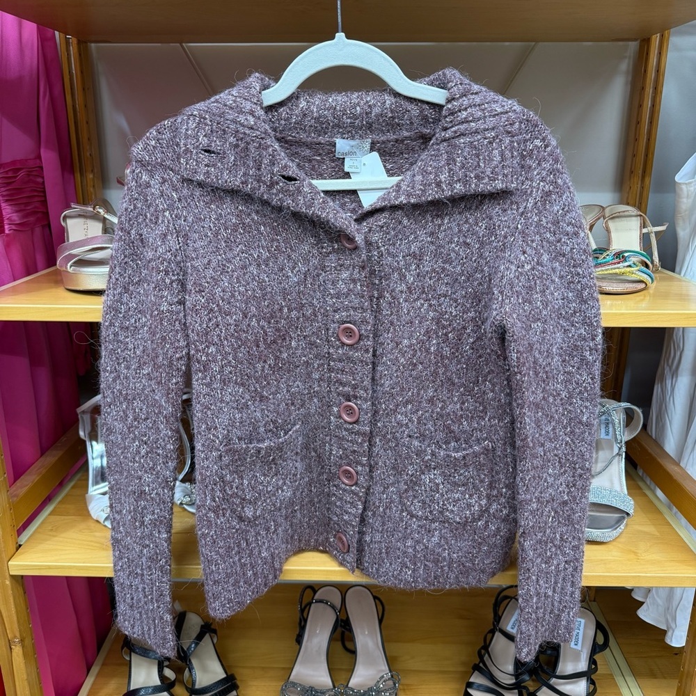 Caslon Purple Alpaca blend Button-Up Cardigan size small petite